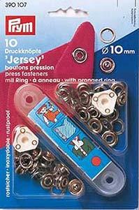 Boutons pression - Jersey 10mm - anneau argent