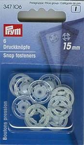Boutons pressions plastiques - 15mm - transparent