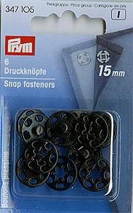 Boutons pressions plastiques - 15mm - noir