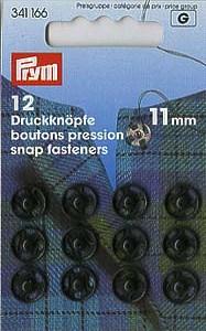 Boutons pressions métal - 11mm - noir