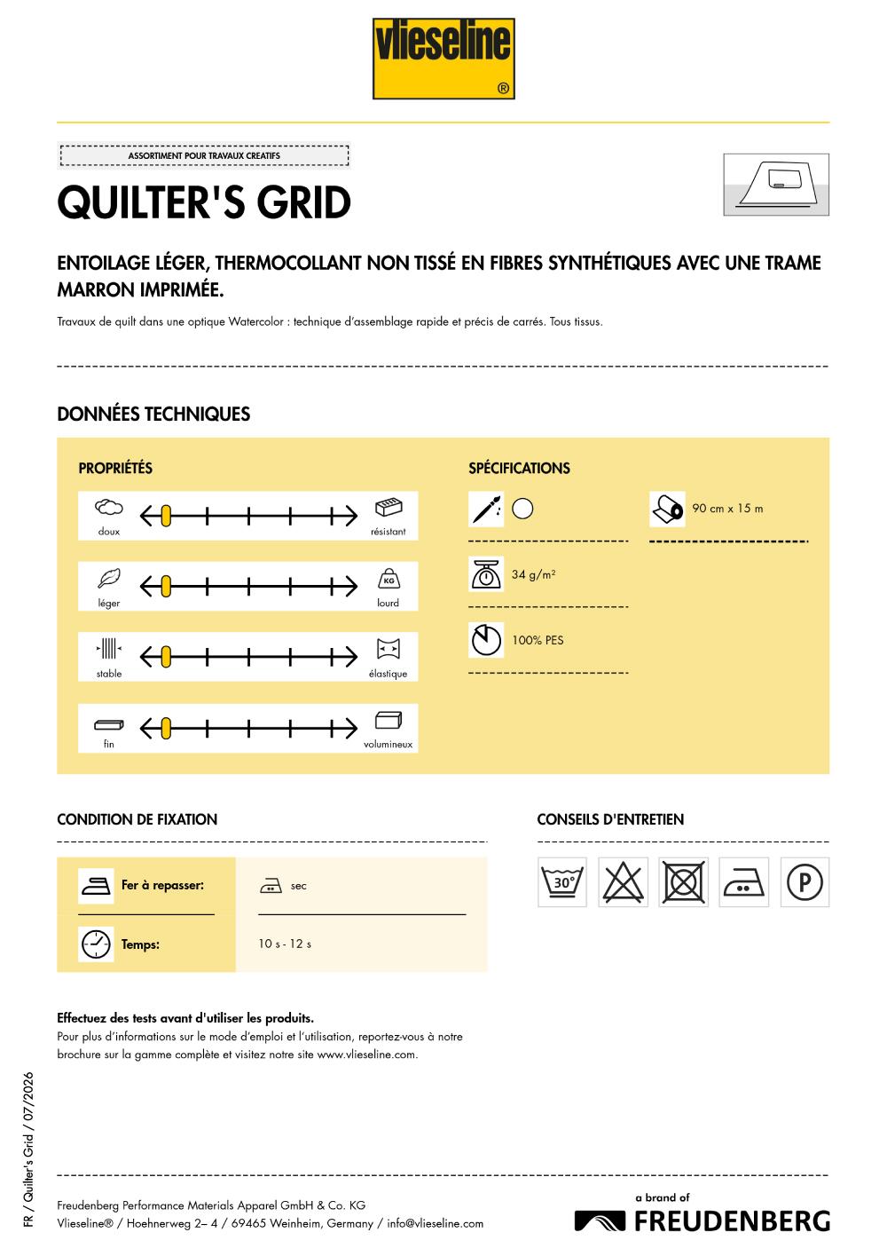 VLIESELINE QUILTER'S GRID Entoilage thermocollant pour patchwork exacts – Image 2