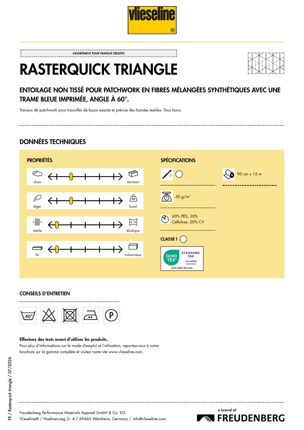 VLIESELINE RASTERQUICK TRIANGLE Entoilage non-tissé imprimé pour travaux exacts – Image 2