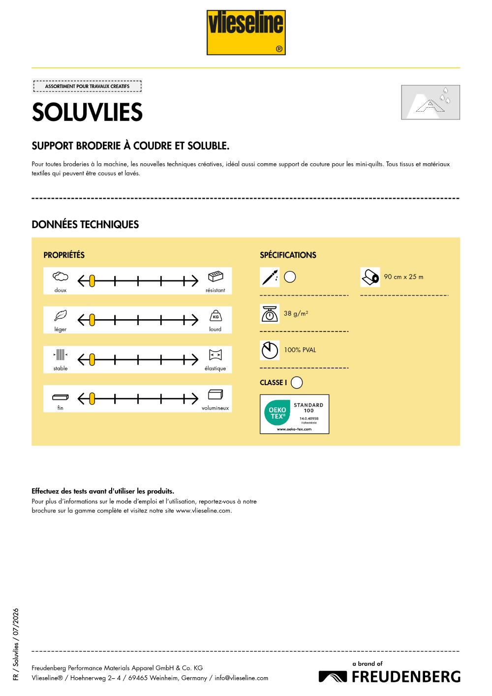 VLIESELINE SOLUVLIES Non tissé soluble – Image 2
