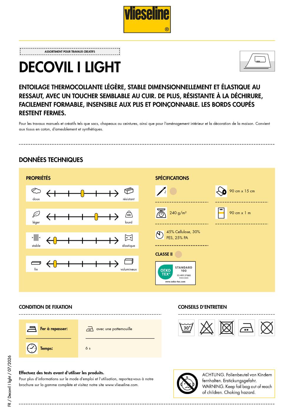 VLIESELINE DECOVIL I LIGHT Entoilage thermocollant léger au toucher similaire au cuir pour les projets créatifs – Image 2