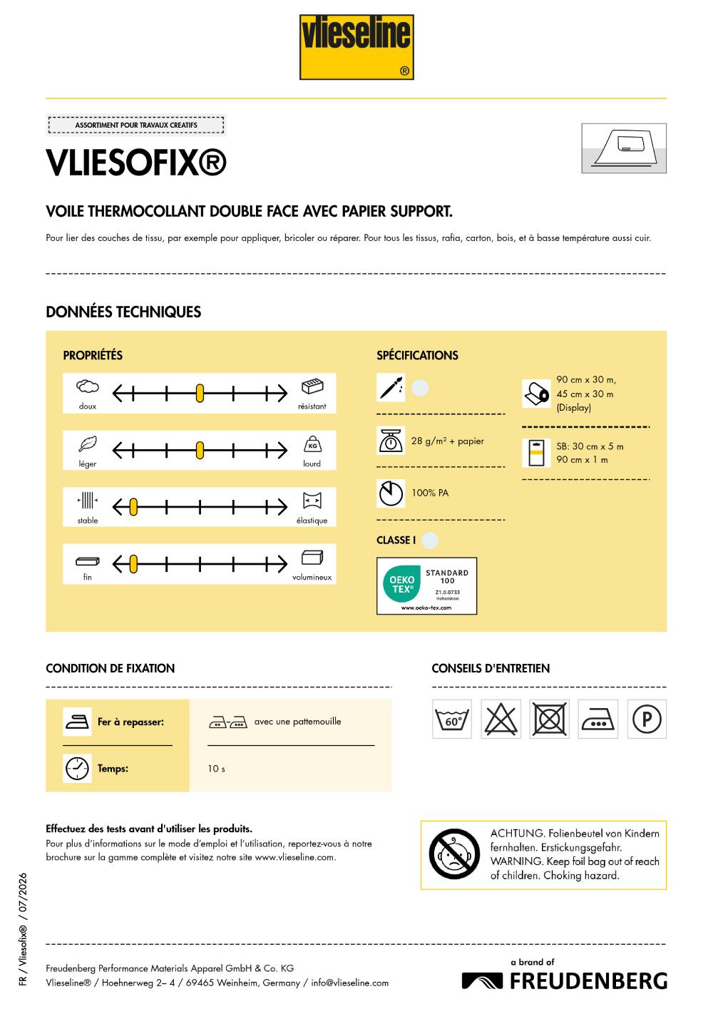 VLIESELINE VLIESOFIX Voile d’enduction thermocollant double face pour les applications, travaux créatifs, réparations – Image 2